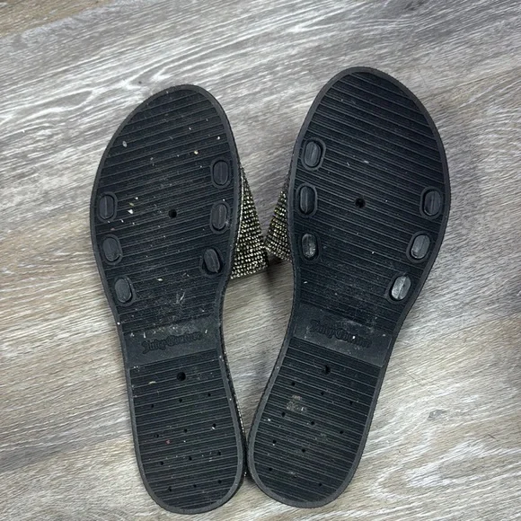 Juicy Couture Black Sandals with Gold Sparkle Size 10 - Picture 3 of 3
